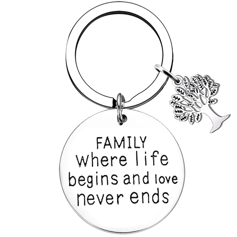 Hot  Family Tree Key Chain Ring Family Where Life Begins And Love Never Ends keychains pendant gift