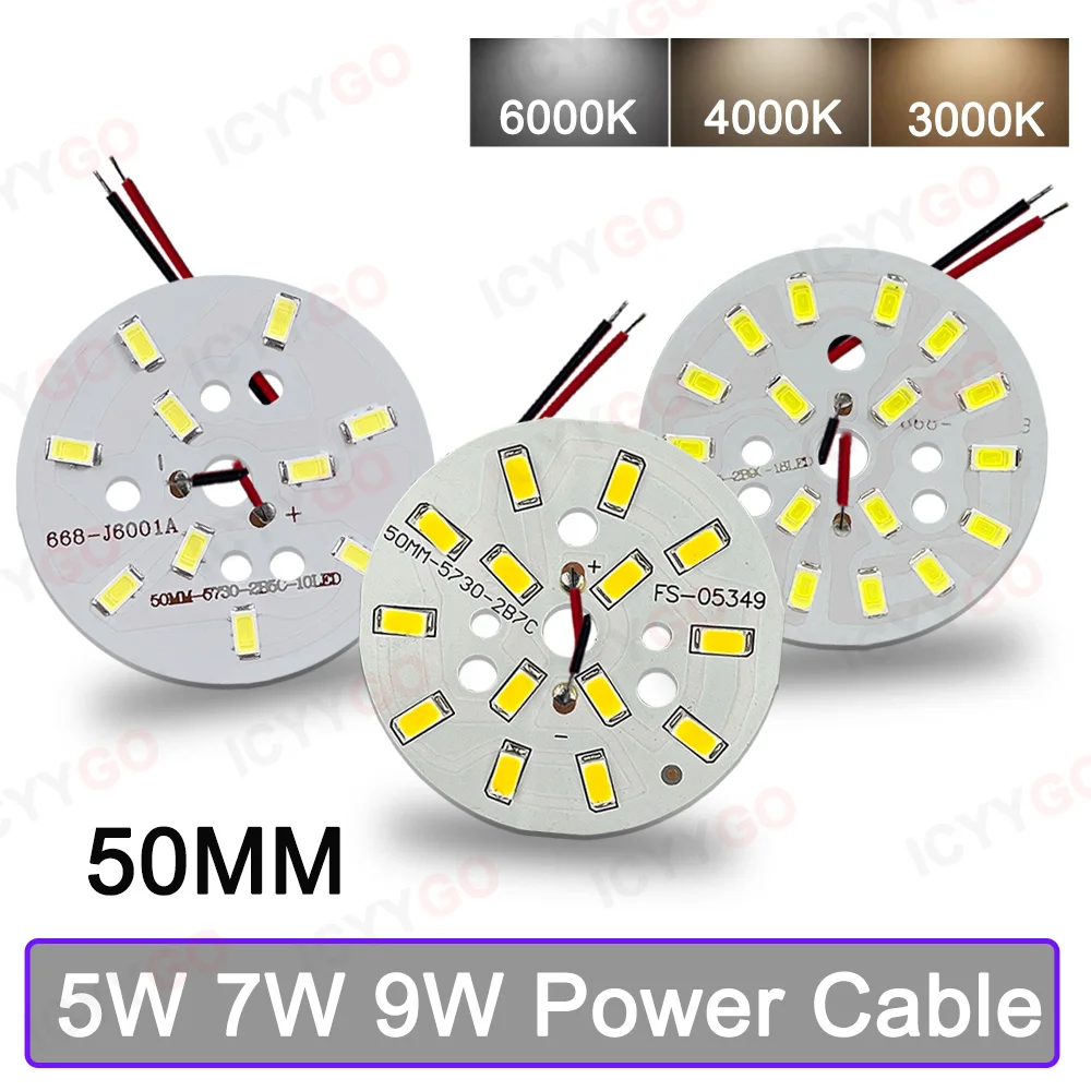 Imagem -04 - Fonte de Luz Redonda do Painel de Luz do Diodo Emissor de Luz 5w 7w 9w 50 mm 1517v 2123v 27-29v Faça Você Mesmo Lâmpada Modificação Acessórios do Painel de Luz 5730