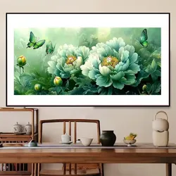 Peony Butterfly 9CT 11CT DIY Chinese Kits Embroidery Pattern Printed Stampe Cross Stitch Cotton-thread Landscape