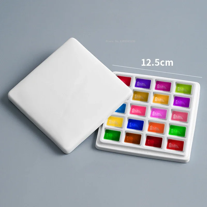 Palette en céramique avec couvercle, boîte de peinture d'interconnexion extérieure, fournitures d'art pour étudiants, outils de dessin graffiti, 12 grilles, 20 grilles