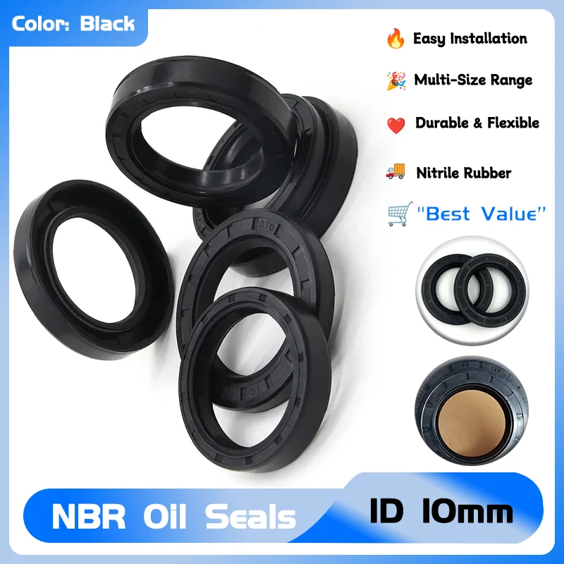 

TC-10*17/18/19/20/22/25/26*5/7/8/10mm Nitrile Rubber Shaft Double Lip Oil Seals Gasket 2/5pcs NBR Oil Seal ID 10mm