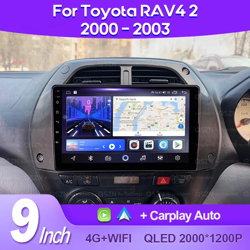 QSZN For Toyota RAV4 Rav 4 2001 - 2006 CA20 CA20W XA20 Car Radio Android 13 Multimedia Video Player AI Voice CarPlay Auto 4G GPS