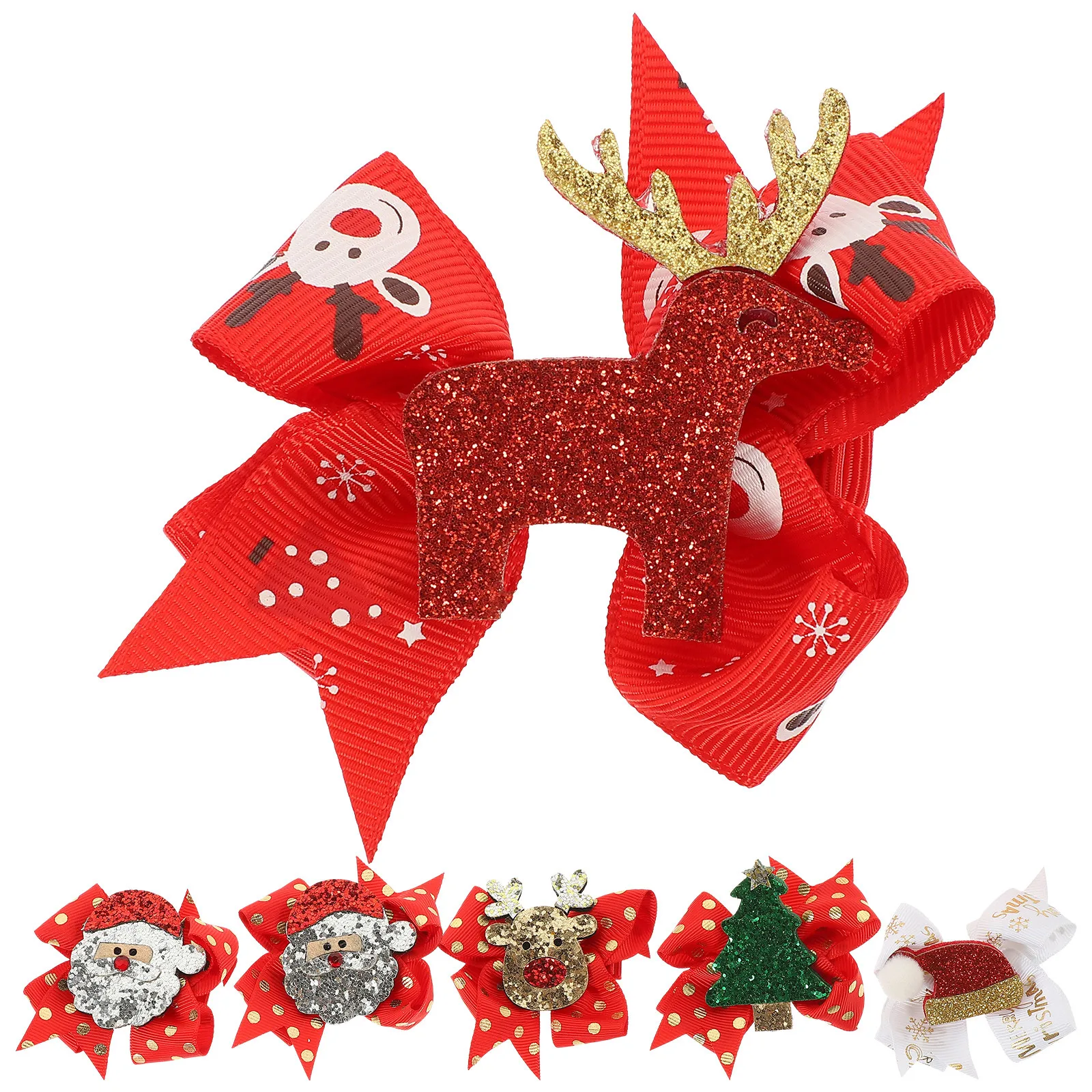 

6Pcs Girls Hair Clips Christmas Bowknot Hairpins Premium Material Fade Resistant Perfect for Holiday Costume Party