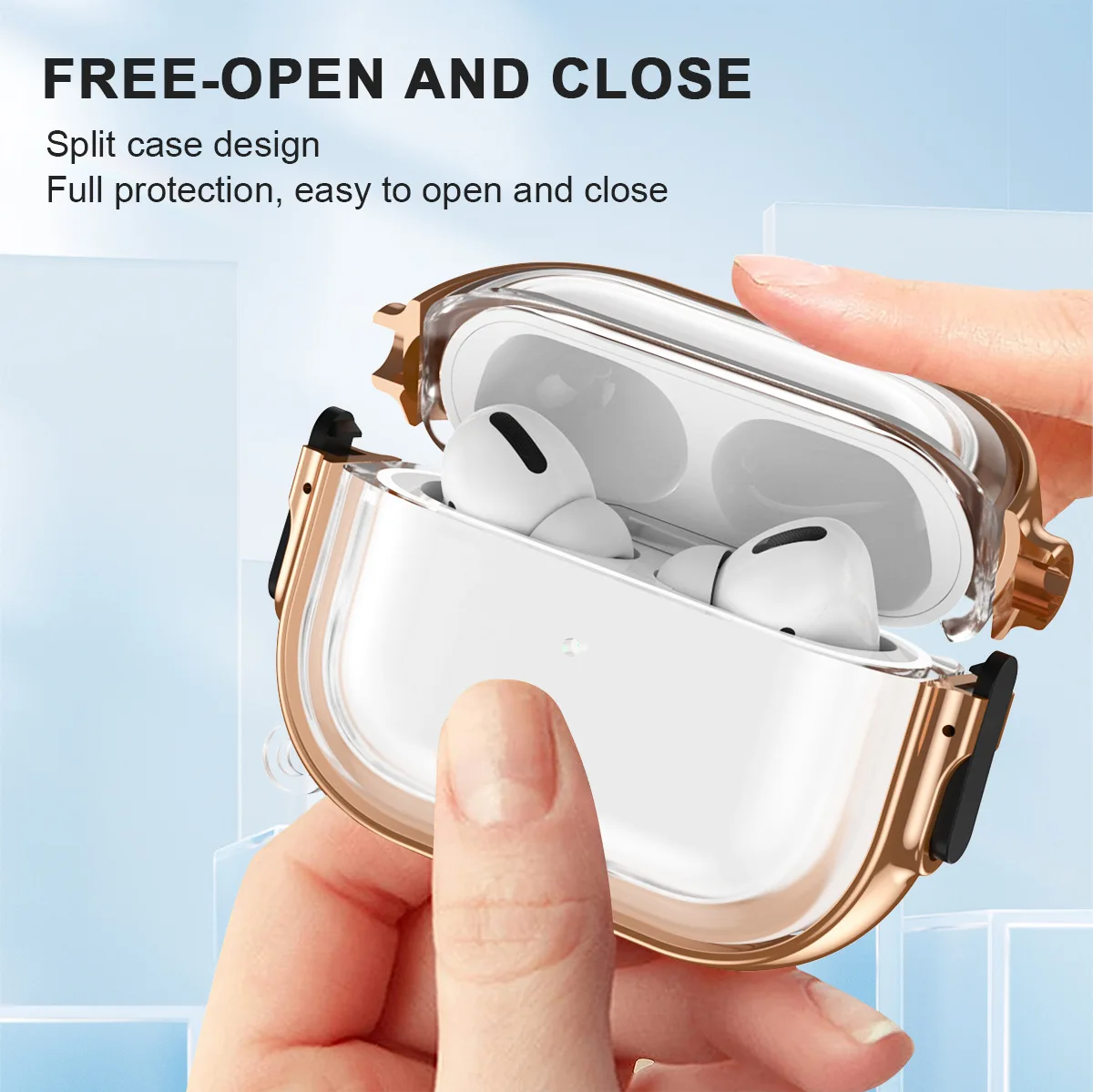 New transparent iphone airpods pro2 protective case iphone3 ear case Electroplated  iphone airpods2 buckle protective case