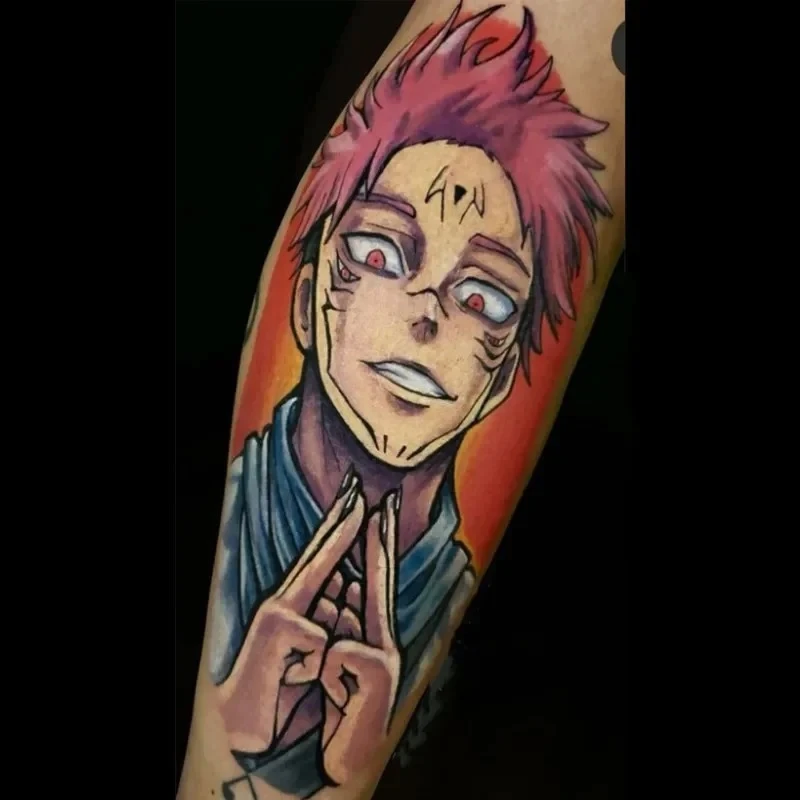 

Jujutsu Kaisen Anime Temporary Tattoos Cartoon Itadori Yuji Waterproof Fake Tatto Arm Leg Neck Cartoon Tatoo Body Sticker