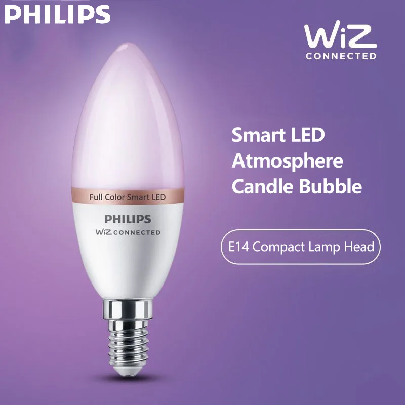 

Умная светодиодная лампа-свеча Philips 4.9W E14 Wi-Fi и Bluetooth, 220-240В, 16 миллионов цветов, матовая, диммируемая, CRI90