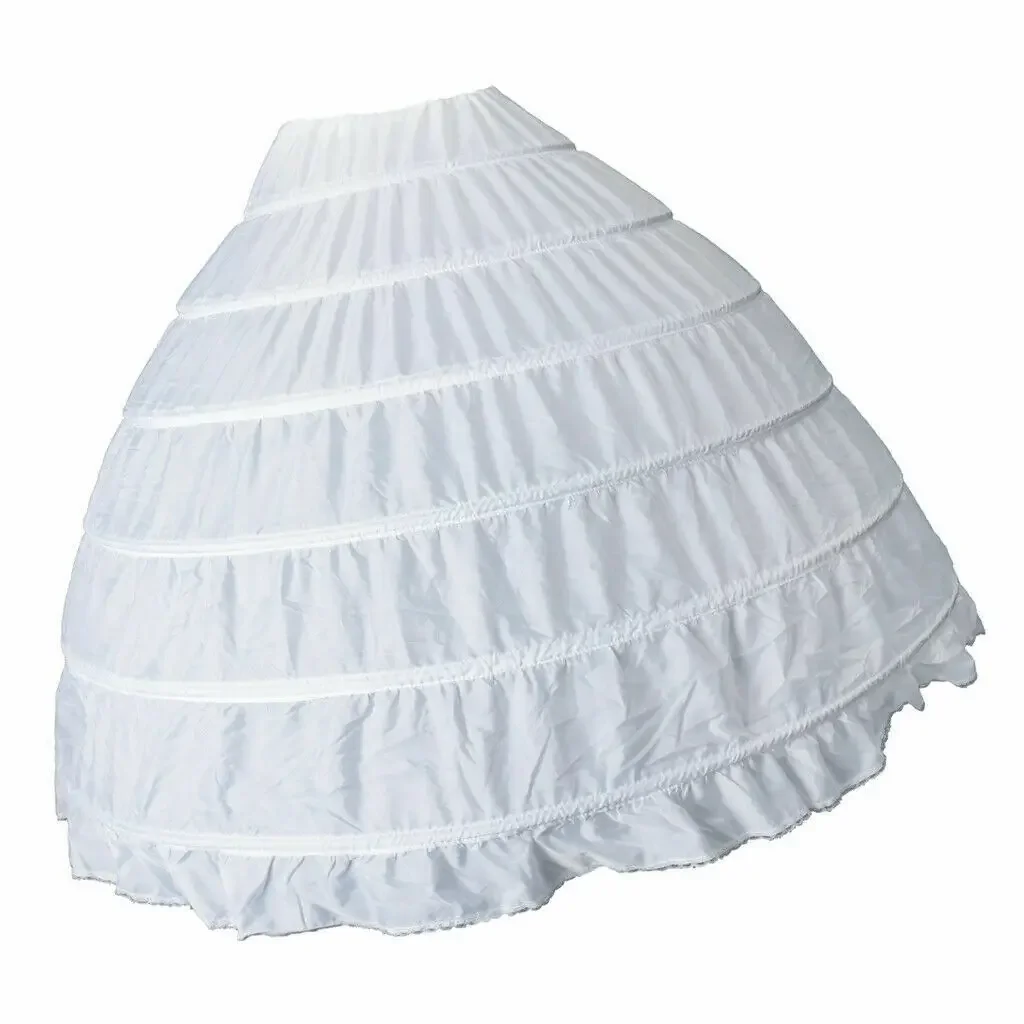 

Vintage White Long 6 Hoop Petticoat Wedding Bridal Crinoline Skirt