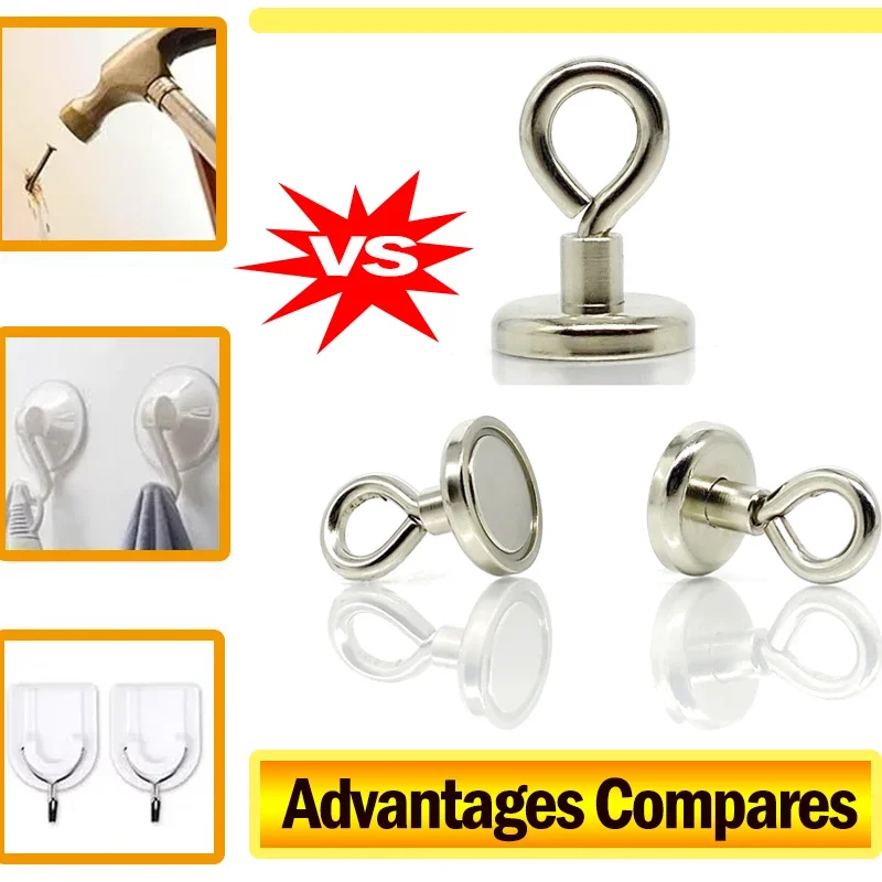 D25 D36 D42 Strong Powerful Neodymium Salvage Magnet Closing Hook Magnetic D16 D20 D48 Hole Eyebolt Sea Fishing Magnet Searcher
