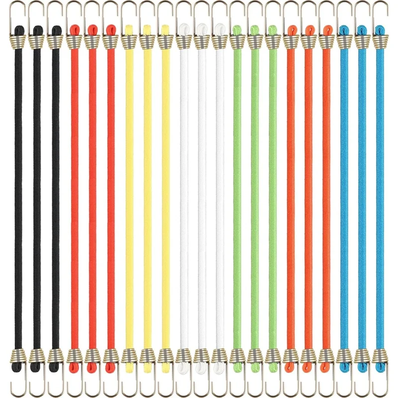 

【Горячие продажи!】 Сверхмощные регулируемые мини-шнуры для банджи-10 дюймов, 21 шт. с крючками, эластичные ремни для палаток для брезента для багажа