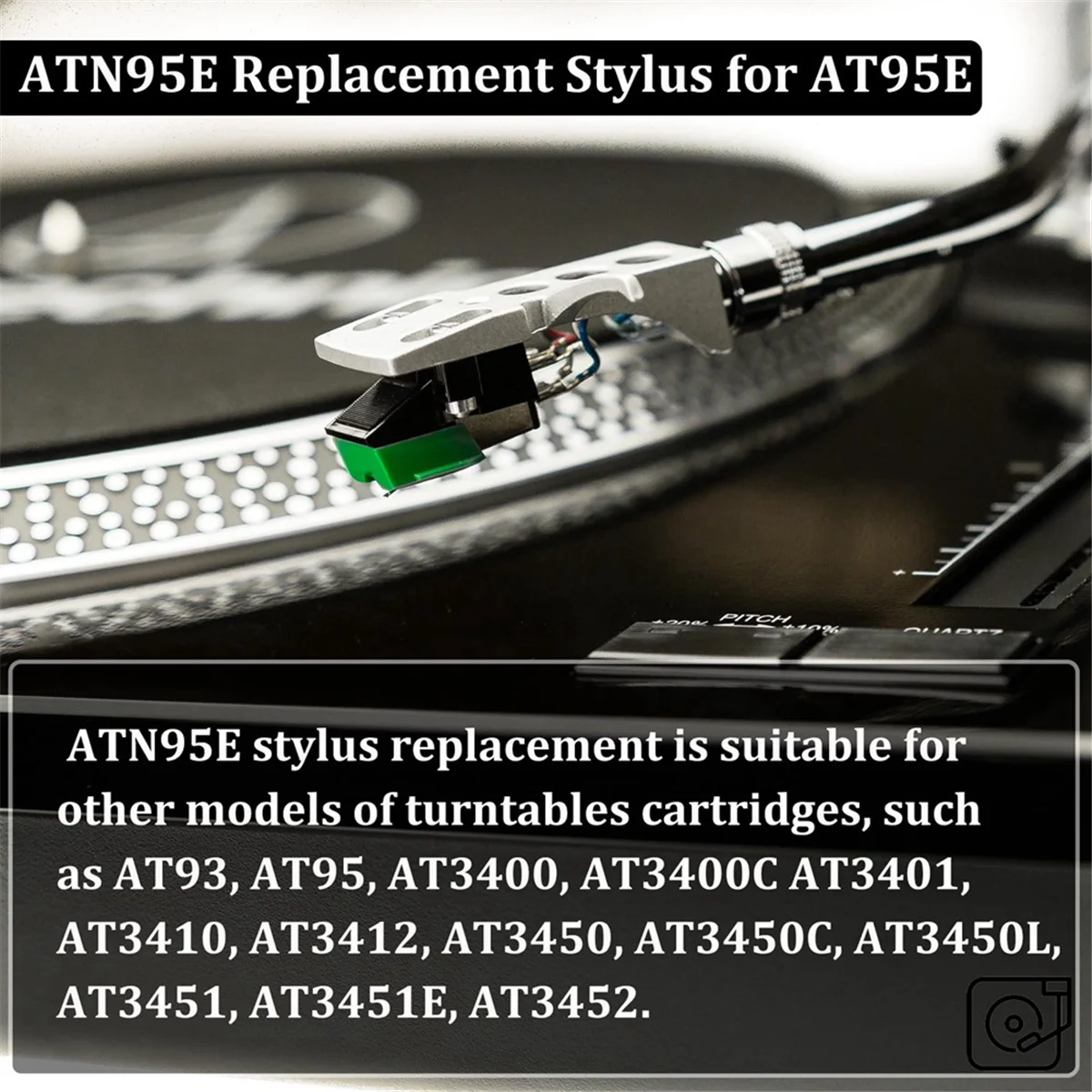ATN95E Diamond Record Needle Replacement Stylus, for Audio-Technica AT-LP120-USB Turntables Record Player