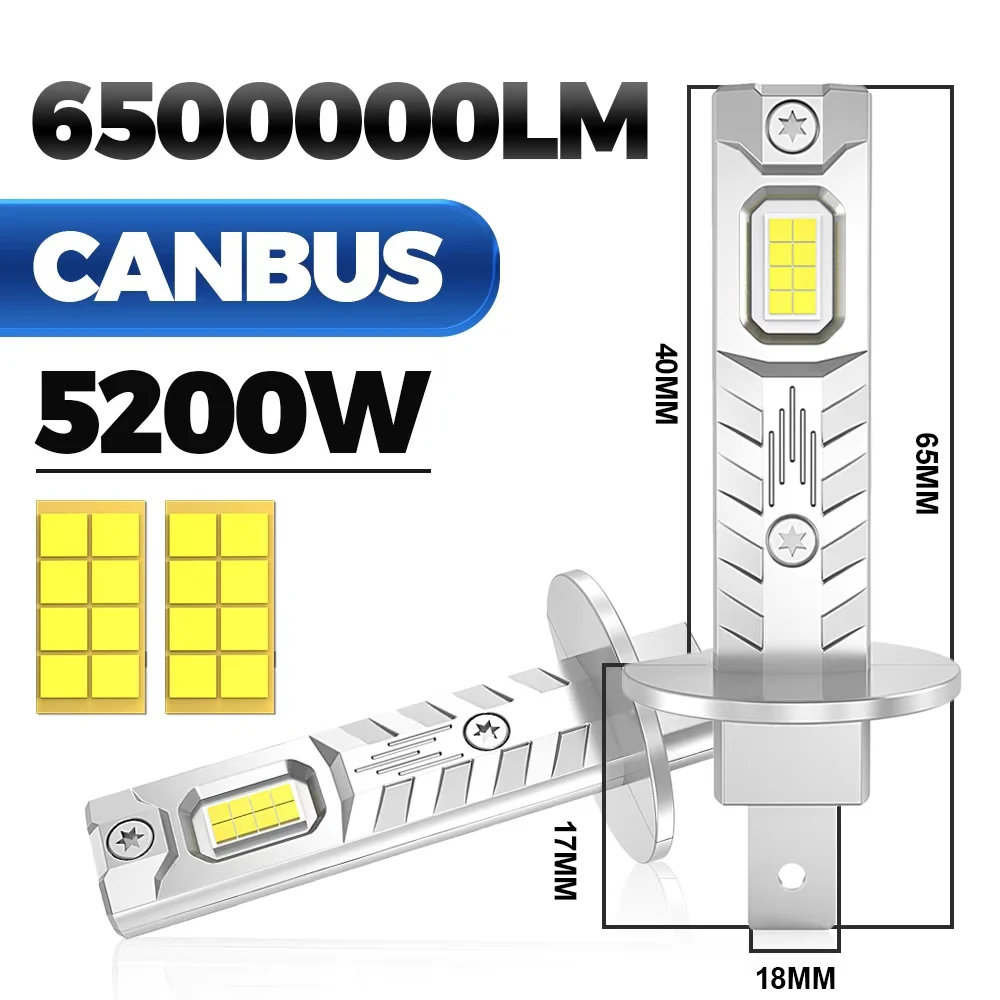 

H1 H4 H7 LED Headlight Canbus Bulb Mini 5200W 65000000LM CSP for Car Headlamp Light Auto Diode Plug & Play Fog Lamps 12V 6000K
