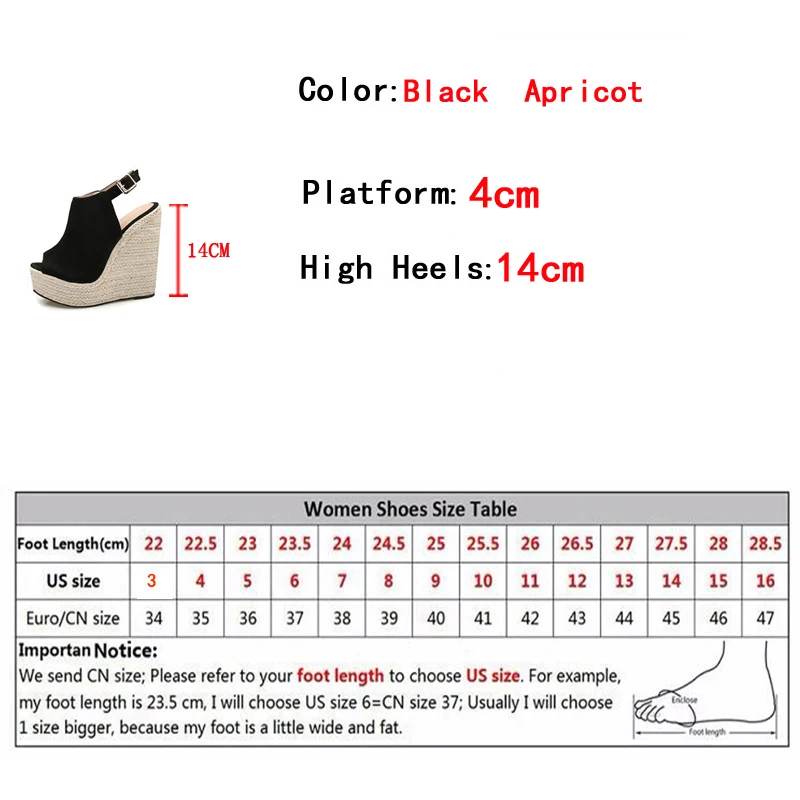 Liyke Size 34-42 Black Women Platform Wedge Sandals Summer Fashion Peep Toe Buckle Strap High Heels Ladies Shoes Sandalias Mujer