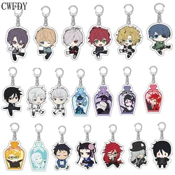 Black Butler Kuroshitsuji Anime Figura Chaveiro, Cartoon Print, Dupla Face Chaveiro Acrílico, Cosplay Saco Pingente, 20Pcs