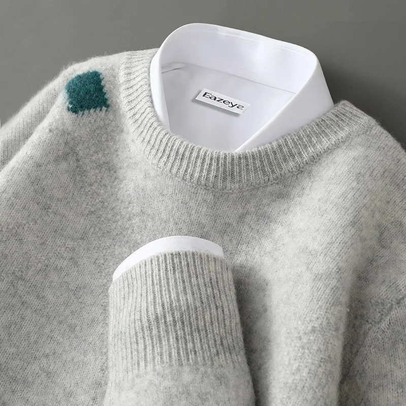 S-XXXL جديد 25 الرجال س الرقبة 100% سترة صوف أسترالية بلون محبوك رجال الأعمال عادية بأكمام طويلة البلوز سترة #1