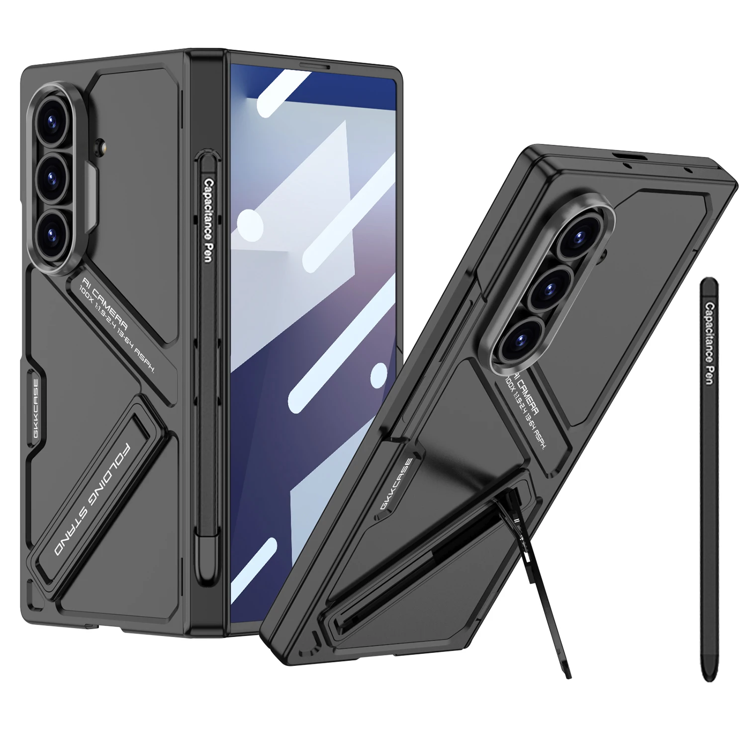 

For Samsung Galaxy Z Fold 7 Ultra Thin Matte Hinge Bracket Phone Case With Screen Glass Protect Film S Pen Slot Shockproof Cover