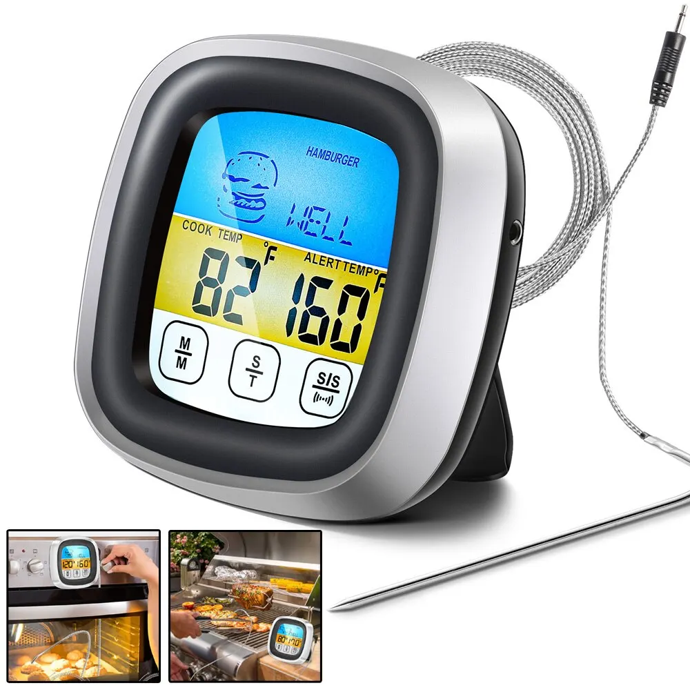 Digitale Küche Thermometer Sonde Touchscreen Fleisch Grill Lebensmittel Temperatur Messwerk zeug Steak Grill Timer Kochute nsilien 1pc