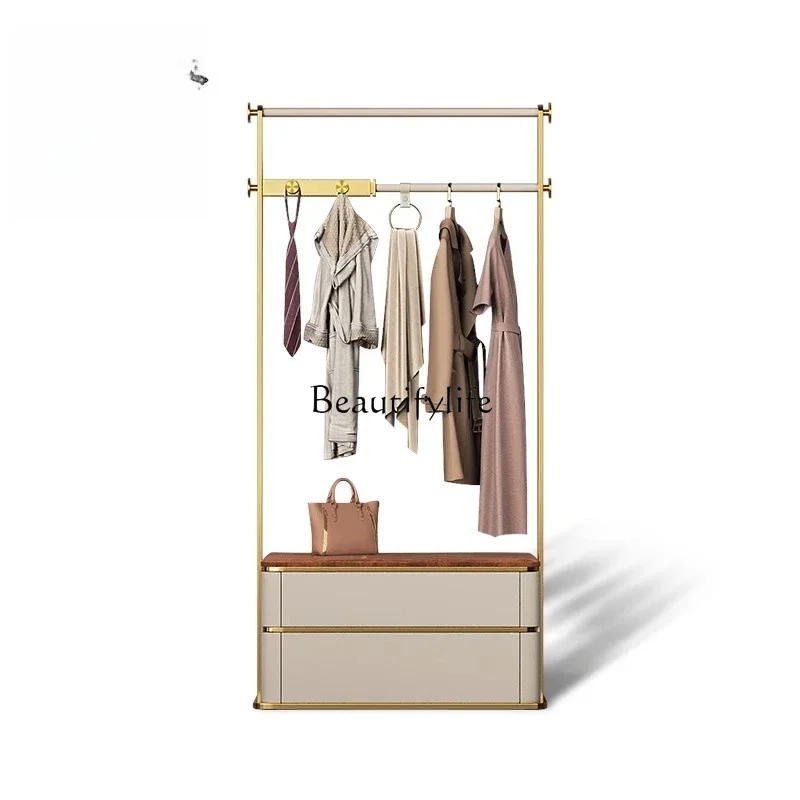 

ls 18Minimalist Luxury Coat Rack High-End Stainless Steel Walnut Solid Wood Floor-Standing Italian Style High-End Feel