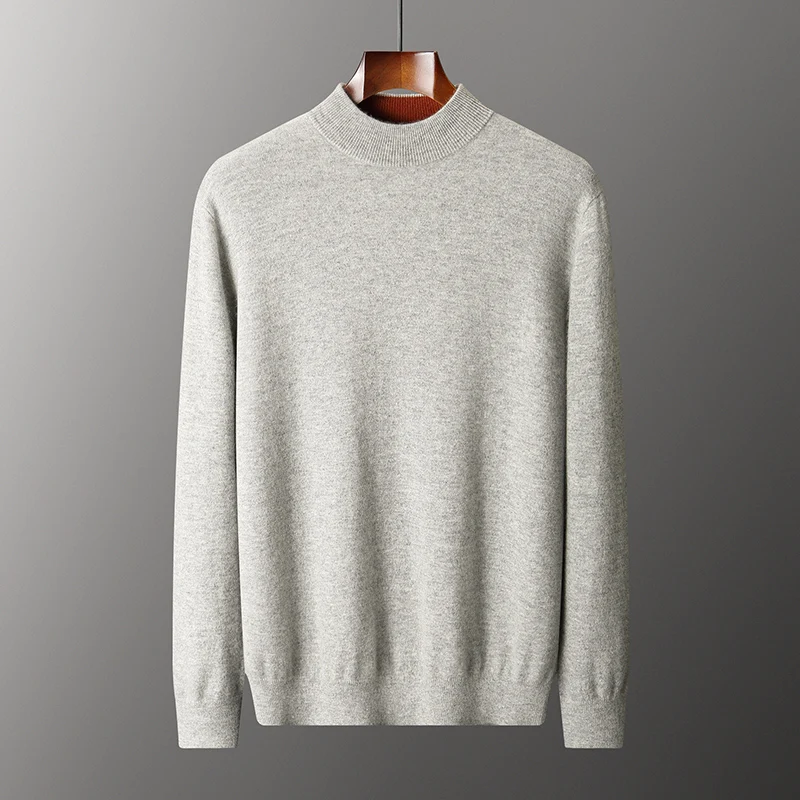 الرجال الماعز سترة الكشمير المعنقة وهمية الرقبة البلوز الخريف الشتاء 100% الكشمير تريكو لينة الدافئة مريح الكشمير أسفل الملابس