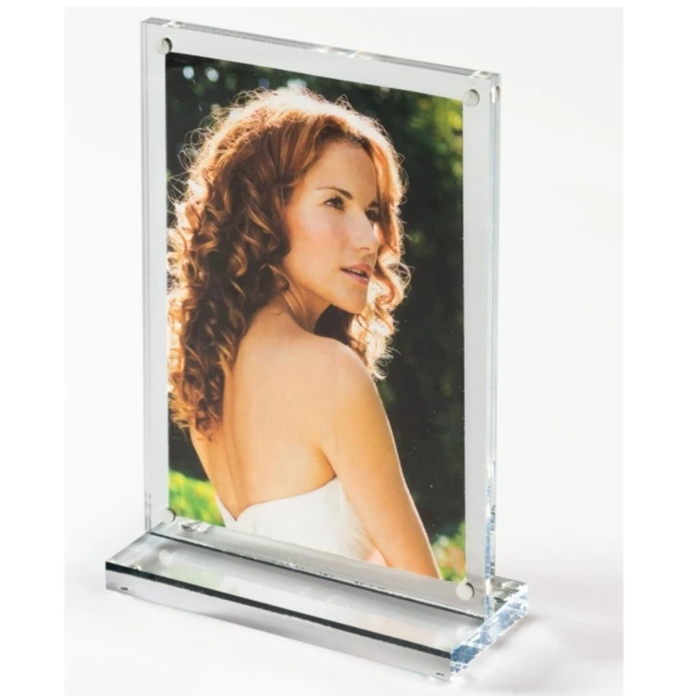 A4 Acrylic Picture Stand Tabletop Photo Frame Magnetic Free Standing Desktop Display Document Certificate Photograph Artwork