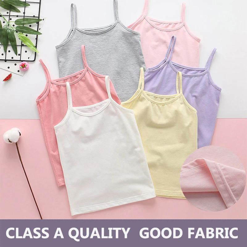 3pcs Kids Undershirt Girls Cotton Tank Tops Child Summer Sleeveless Vest String Clothes Camisoles NEW Children Cami Girl 8-24kg