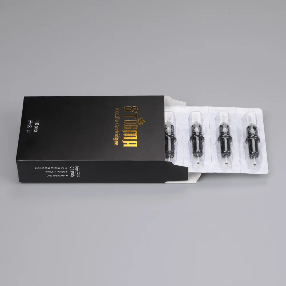 STIGMA 10/20/50Pcs Tattoo Needle Cartridges Black One Piece  Safe Sterilised Needle Makeup Art For Tattooist Promotion Sales