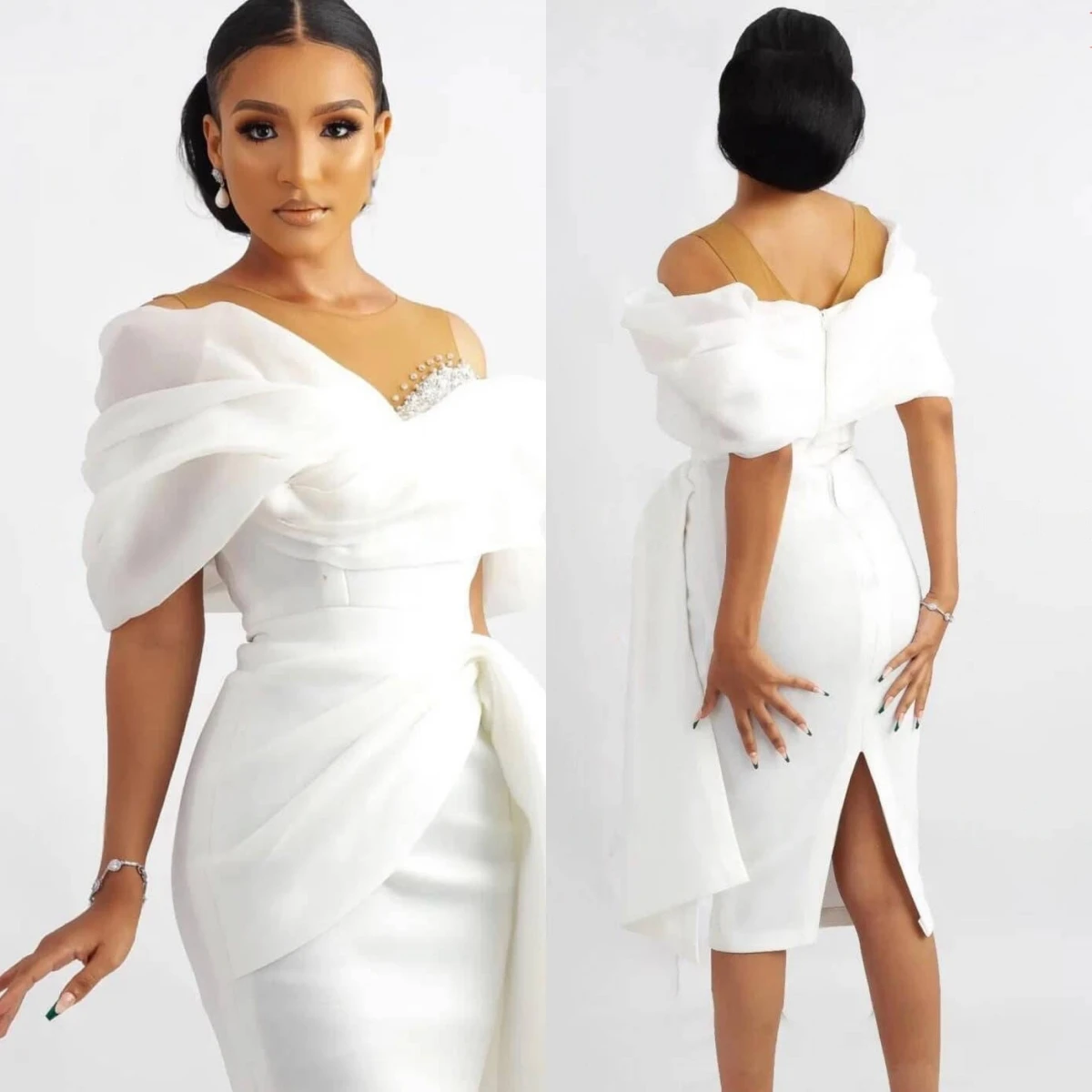 

Customized White Satin Delicate 2025Wedding Dress Modern Ruched Luxury Bridal Party Classic Sleeveless Delicate Bridal Gowns