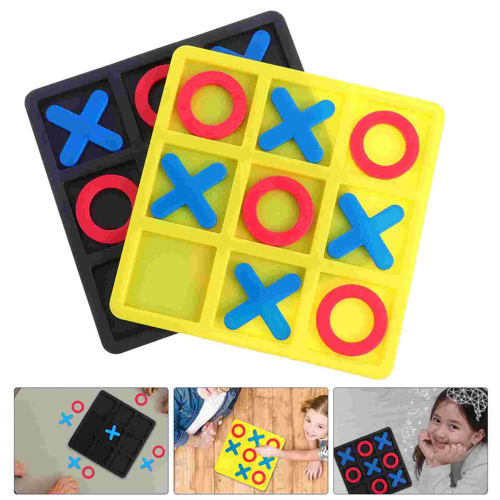 어린이를 위한 2박스 3d 퍼즐 Xo 체스 전략 보드 게임 테이블 탁상용 Noughts and Crosses 발가락 촉각 여행