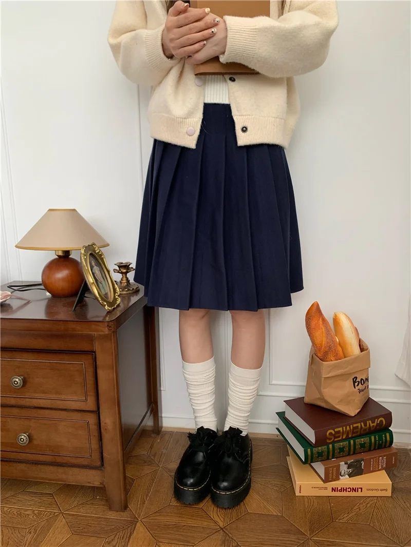 여고생을위한 겨울 중간 길이 모직 주름 치마 여성용 미니 스커트 PPHOME 우아하고 고급스럽고 세련된
