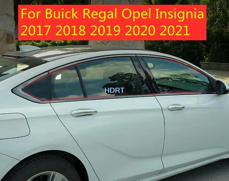 

For Buick Regal Opel Insignia 2017-2021 Car Styling 6pcs Stainless steel Black Window Trims moulding Decoration Strip Sticker