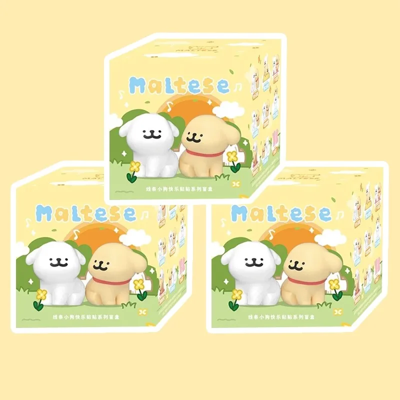 Authentic Playism Co Branded Line Puppy Happy Sticker Meltese Life Daily Series Blind Box Cute Doll Handmade Trendy Play Toys