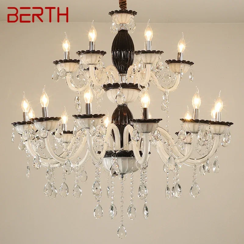 

BERTH European Crystal Pendent Lamp Candle Lamp Luxury Art Living Room Restaurant BedroomVilla Hotel KTV Chandelier