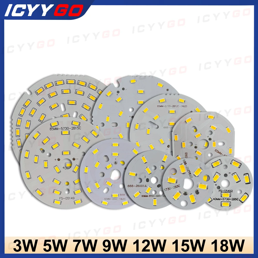 1PCS LED SMD 5730 3W 5W 7W 9W 12W 15W 18W Panel lampy PCB Płytka lampy o wysokiej jasności Odpowiednia do modyfikacji źródła światła DIY