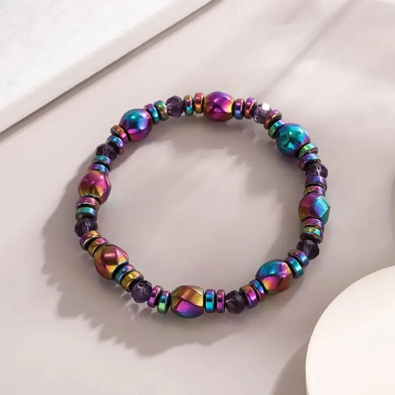 New Magnet Hand Woven Bracelet for Women Men Colorful Crystal Magnetic Therapy Health Care Hematite Beads Bracelets Jewelry