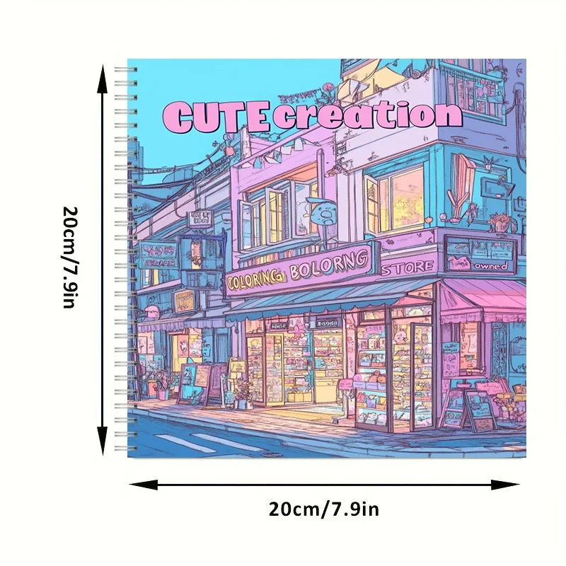 Coloring Book Cute Storefront for Adult Colouring Book, Birthday Day Gift, Back to School Supplies, Adults Cute Drawing Book