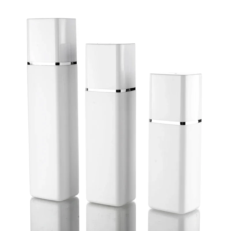 

300 мл, 400 мл, 500 мл, квадратная бутылка для лосьона с серебряной крышкой, бутылка для шампуня для мытья тела, пустой контейнер, бутылка с насосом для косметики