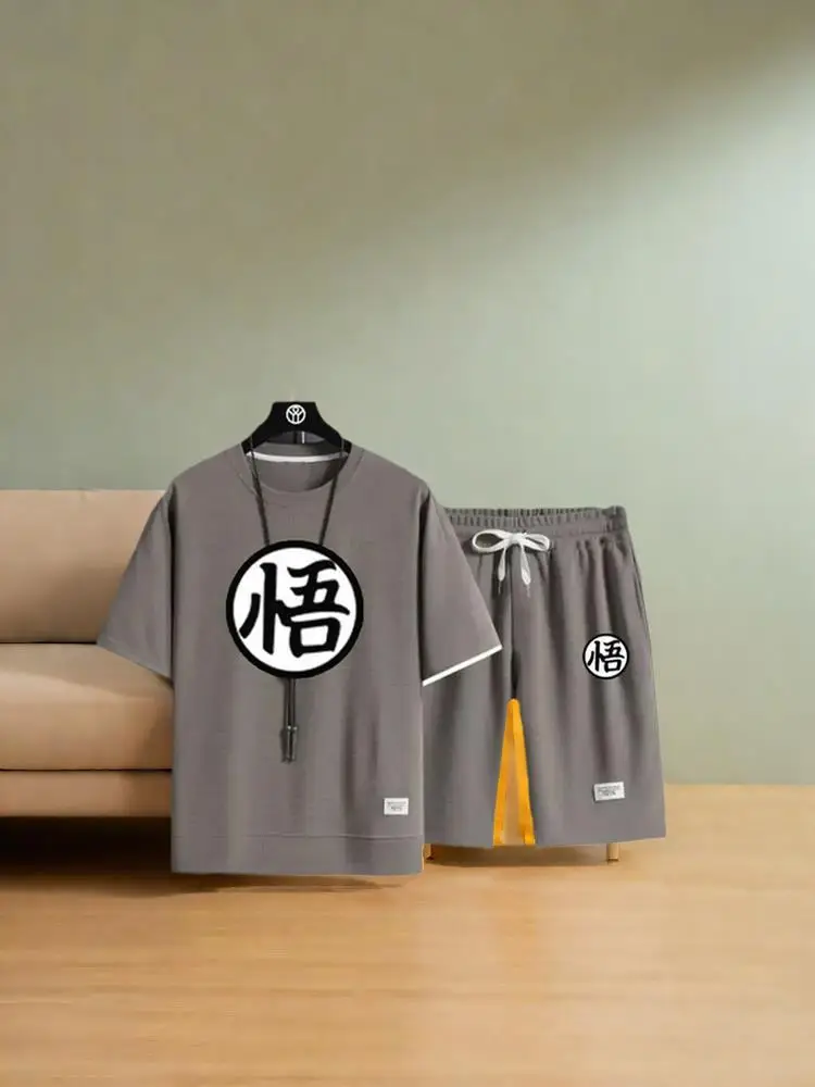 

Men's anime sportswear Son Goku T-shirt and shorts set two-piece sportswear casual and breathable set