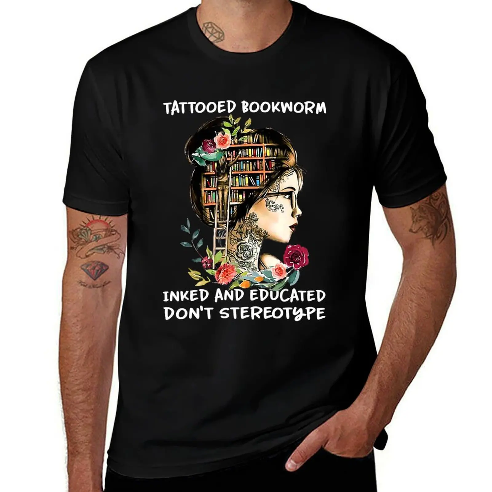 Tattooed bookworm inked and educated T-Shirt Lightweight Casual Summer T-Shirt