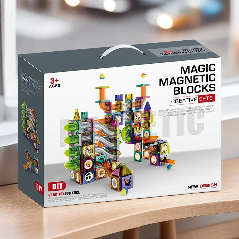 Magnetische tegels Marble Run Race Track 3D heldere magnetische bouwstenen Educatief STEM-speelgoed Kinderen leren bouwset Cadeau