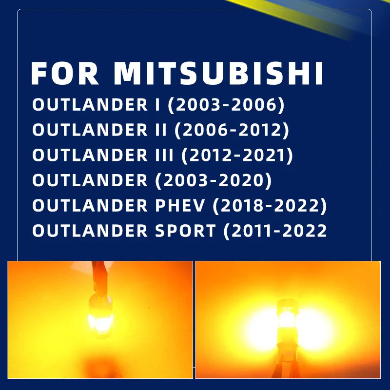 LED Turn Signal Light Bulbs Blinker Direction Indicator For Mitsubishi Outlander 1/2/3 PHEV Sport 2003 2007 2010 2013 2016 2022