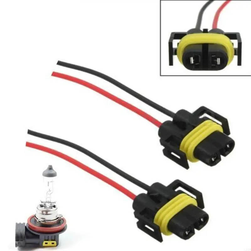 124B 2Pcs H8 H11 Headlight Fog Light Conversion Connector Wiring Harness Plug Cable Socket Connector Repair Kit