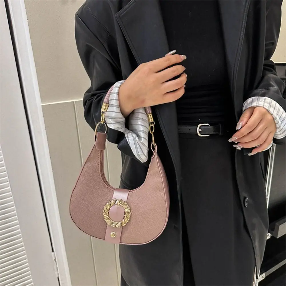 

Большая вместительная сумка-хобо с металлической пряжкой, сумка в корейском стиле, простая сумка на плечо, универсальная сумка для хранения, квадратная большая сумка