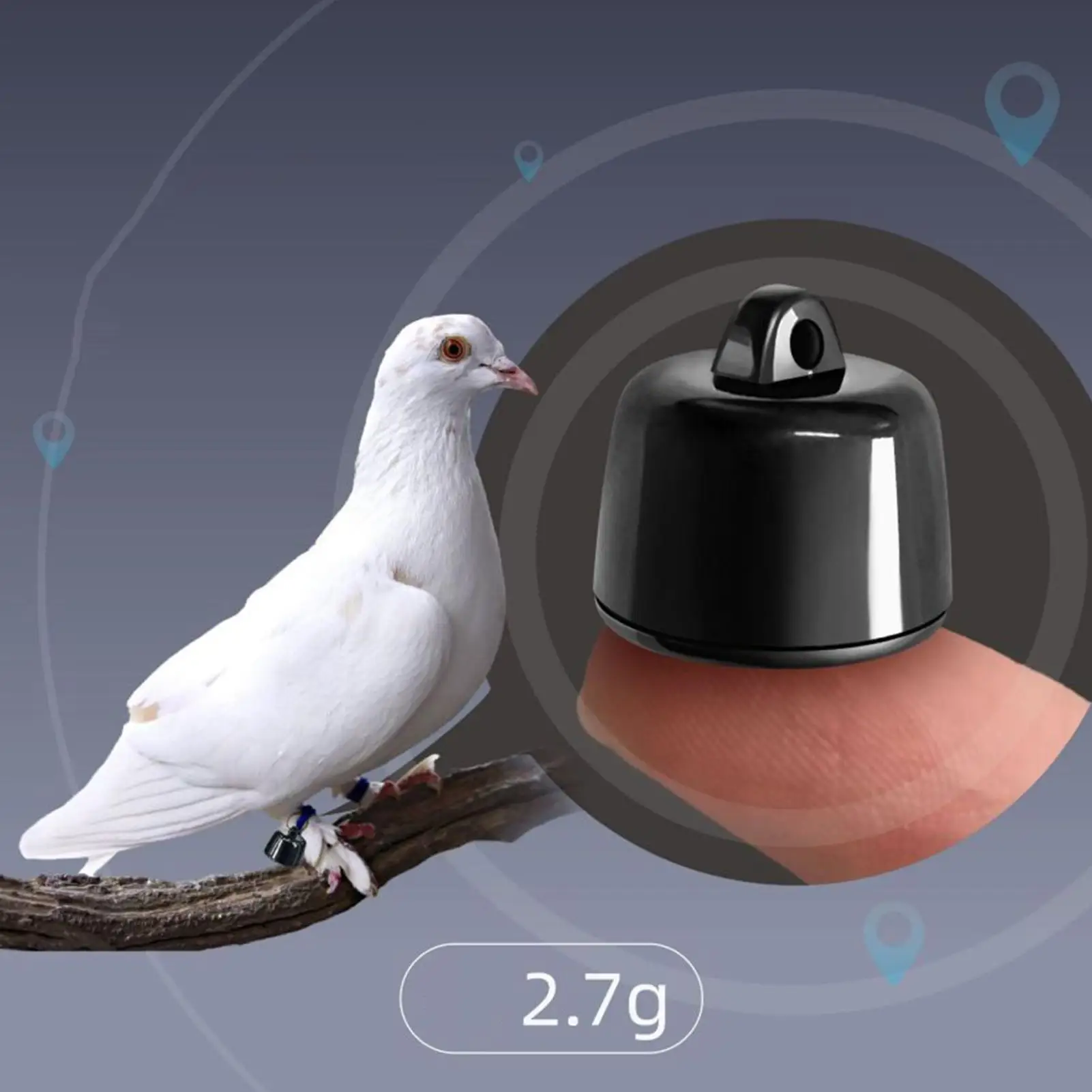 Mini GPS Tracker for Pets Birds Pigeon, Waterproof Real-Time Location Tracking, Anti-Loss Device with Geo-Fencing for Dogs Cats