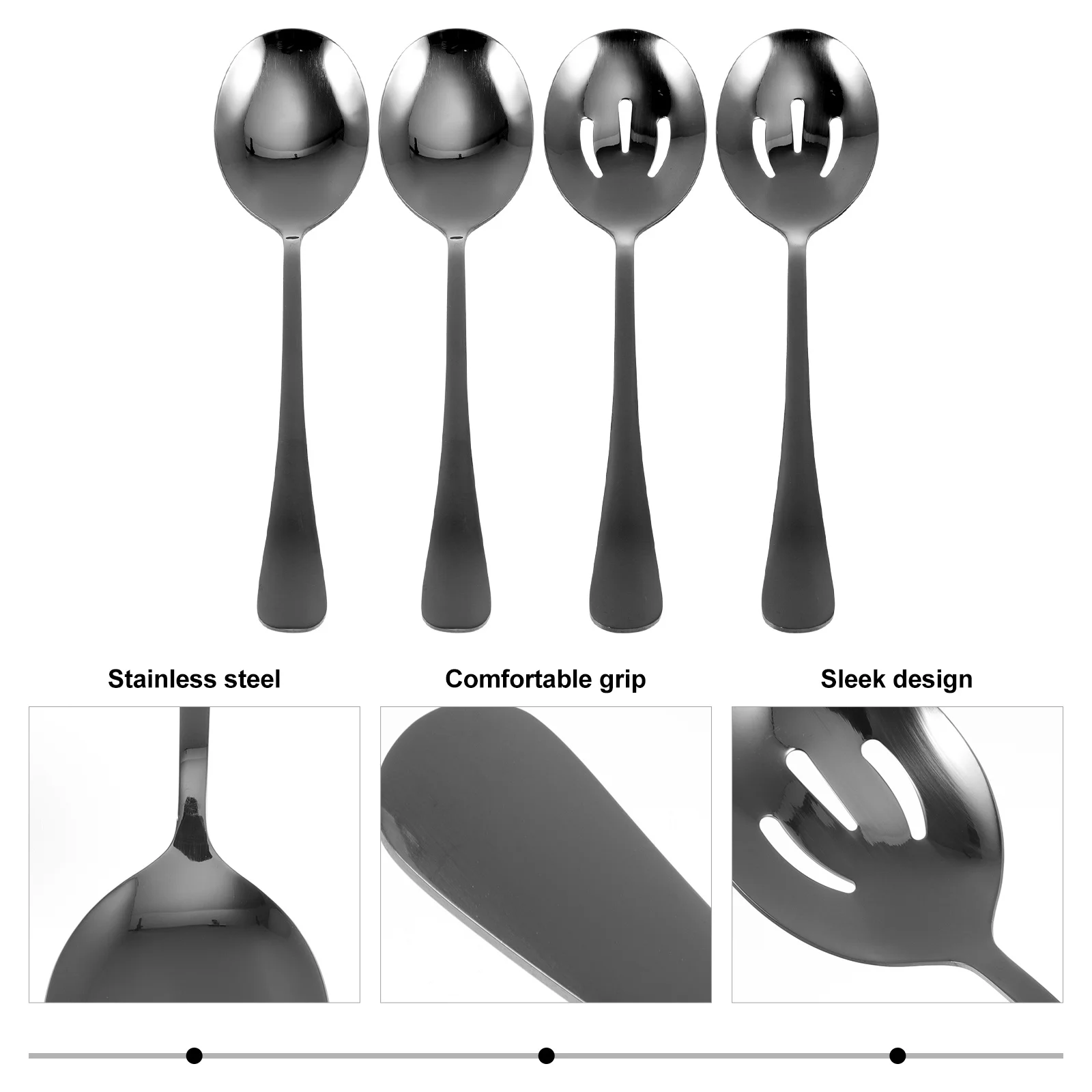 

4 pcs Stainless Steel Public Spoon Fork Set Food Serving Utensils For Salad Buffet Restaurant Home Kitchen Barware Colander