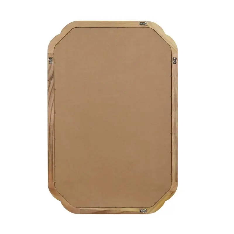 مرآة زخرفية بإطار من الخشب الصلب مقاس 24 × 36 بلون خشبي طبيعي، مثالية لغرفة النوم والحمام وغرفة المعيشة #6