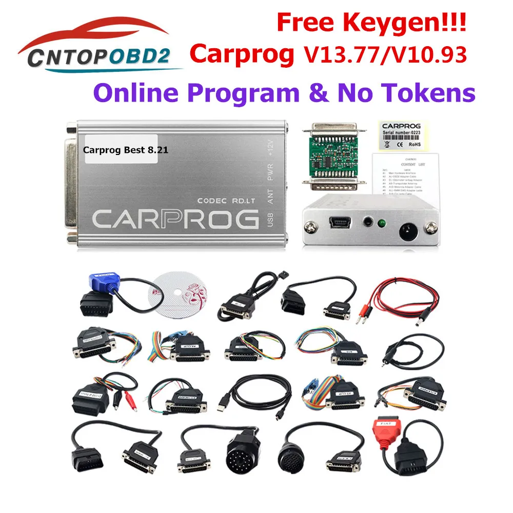 Newest Online Carprog 13.77 Full Adapters with keygen Car Prog 8.21/V10.93 Iprog Pro V86 For Airbag/Radio/IMMO ECU Repair Tool