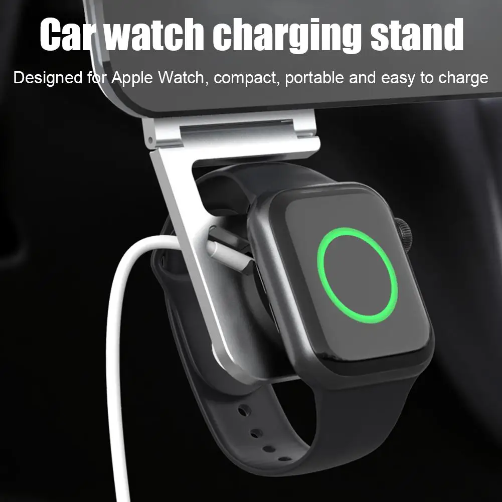 Charger Stand For Apple Watch Series Car Watch Holder Adjustable Metal Car Watch Charging Stand Dock for iWatch Black/Silver