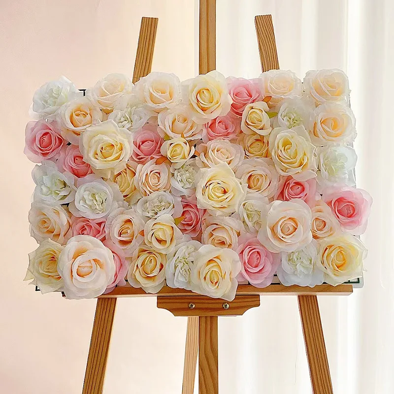 

Silk Rose Flowers 3D Backdrop Wall Wedding Decoration Artificial Flower Wall Panel for Home Decor Backdrops Baby Shower