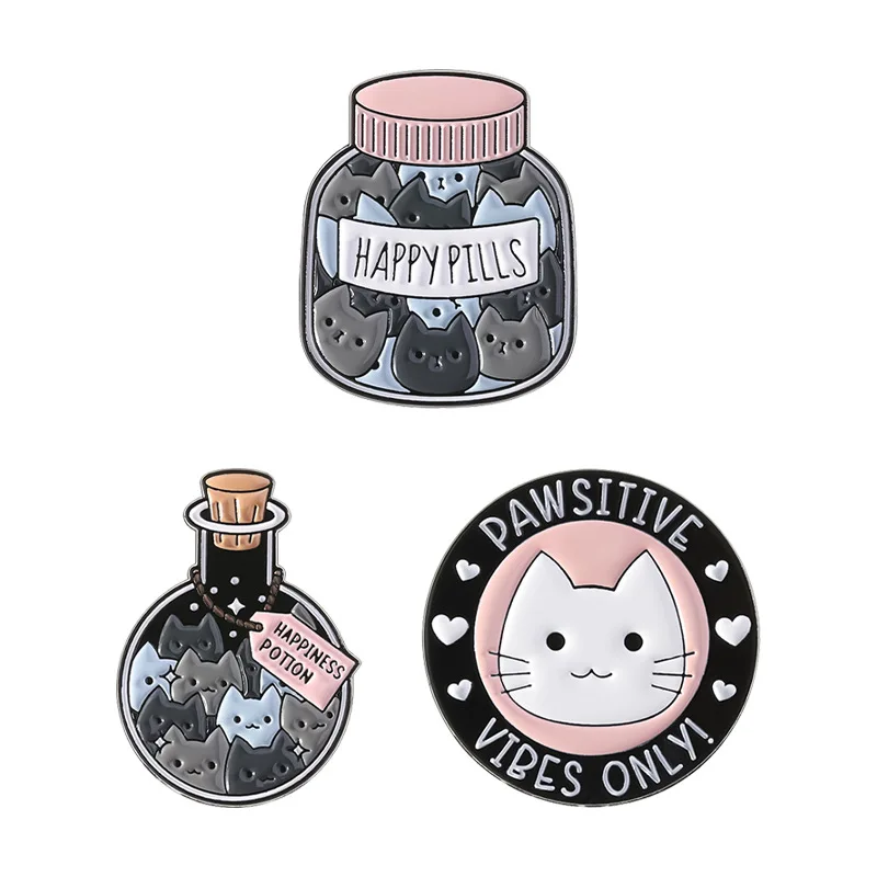 لطيف الكرتون كيتي الانجراف زجاجة المينا بروش الإبداعية ماجيك زجاجة التلبيب شارة بدبوس على ظهره الملابس قبعة الملحقات