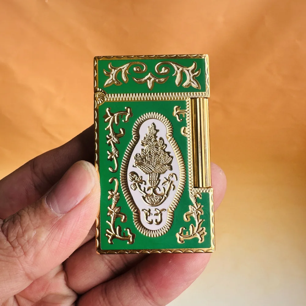 

luxury brand lighter, featuring enamel craftsmanship, a perfect gift for men, and includes customized accessories.