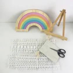 Desktop Felt Letter Note Board Changeable Character Rainbow Board With Wooden Frame